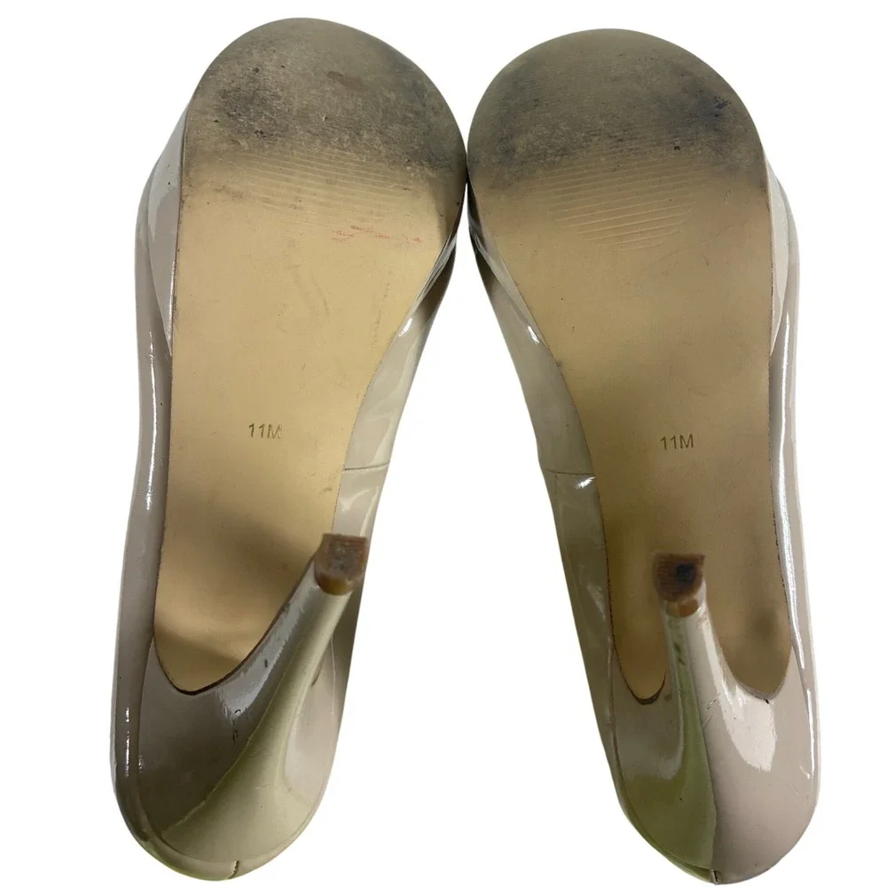 G By Guess GGWinna Nude Patent Platform Pumps Womens 11M Beige Stiletto Heels